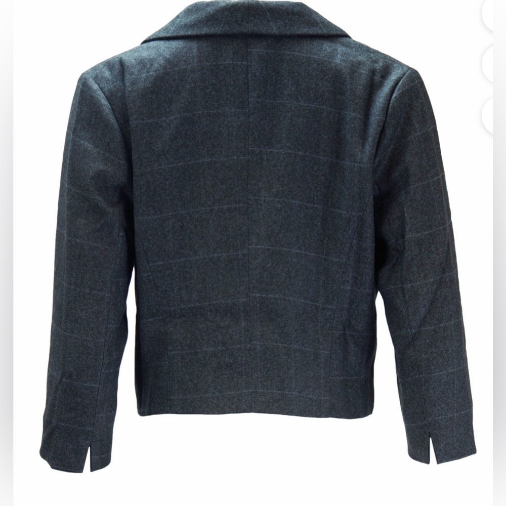 Alice’s Pig Dark Blue Plaid Cropped Three Quarter Sleeve Blazer    Size 6. NWT - Picture 12 of 12